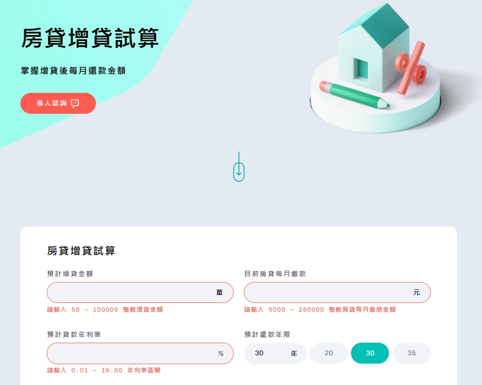 中國信託 房屋增貸 試算