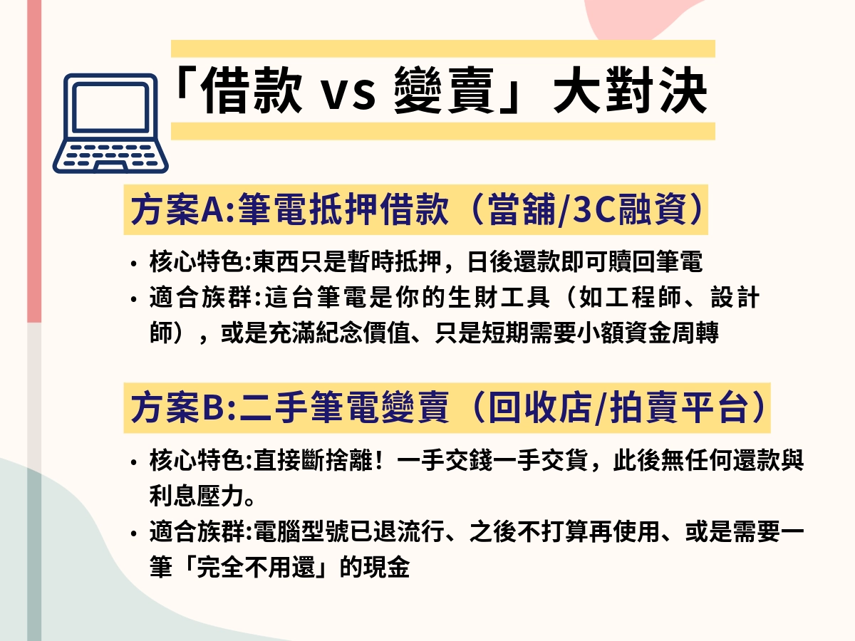 筆電借款與變賣核心差別與抉擇