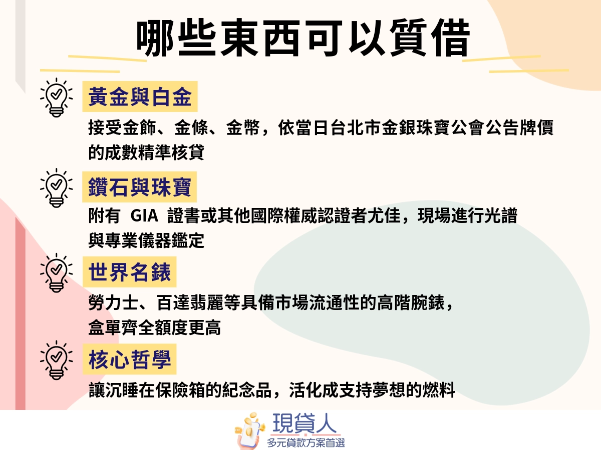 可質借的物品種類
